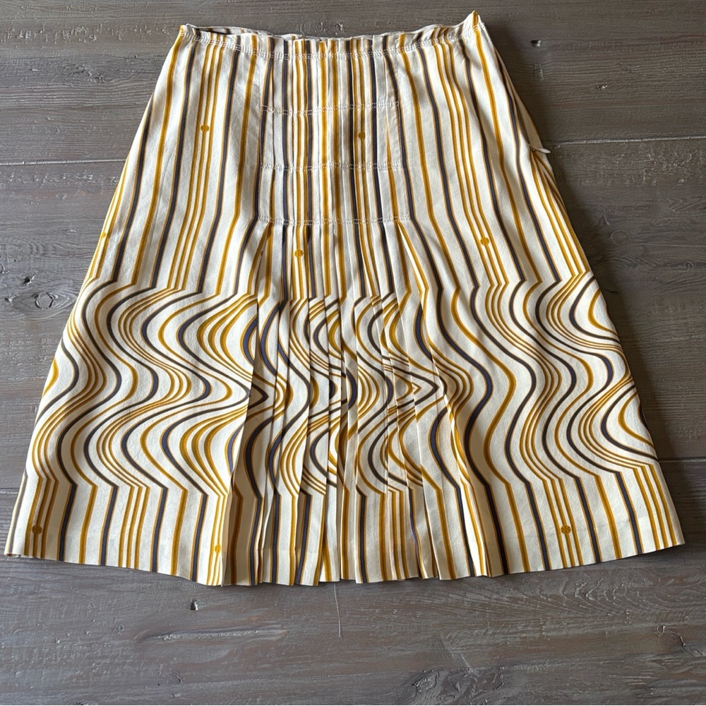 Tory Burch A-Line Skirt in Yellow and White